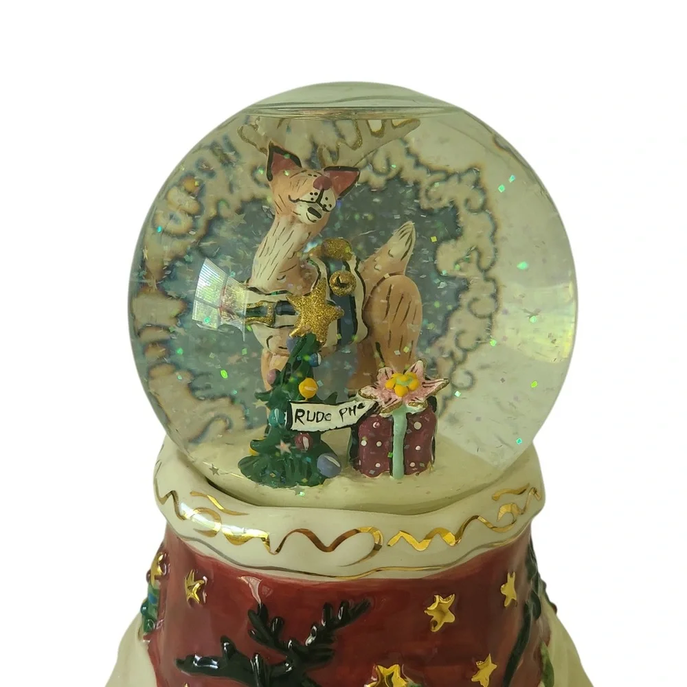 Sankyo Christmas Musical Snow Globe Rudolph The Red Nosed Reindeer - Picture 2 of 5
